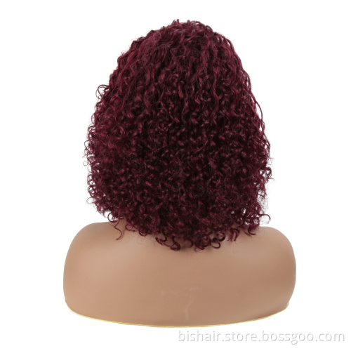 Wholesale Kinky Curly Wigs For Black Women Remy Brazilian T part Human Hair Wigs Natural Ombre Brown Burgundy Lace Wigs